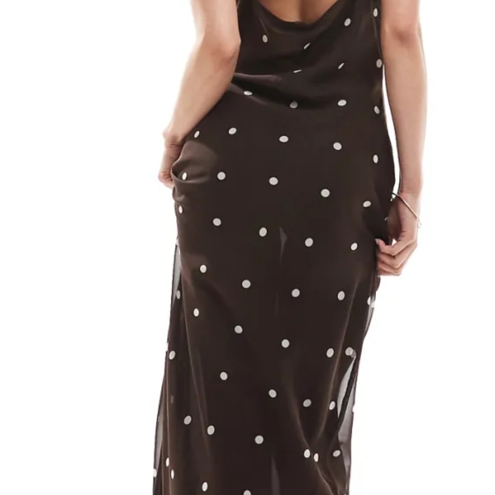 ASOS Brown Polka Dot Backless Slip Dress